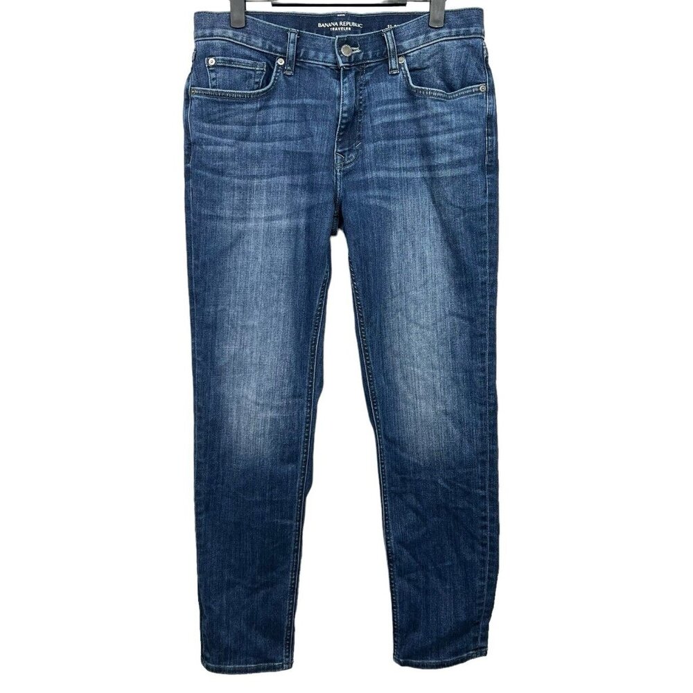 Banana Republic Traveler Men's Stretch Blue Jeans Size 31x30 (Measures 31x29.25)